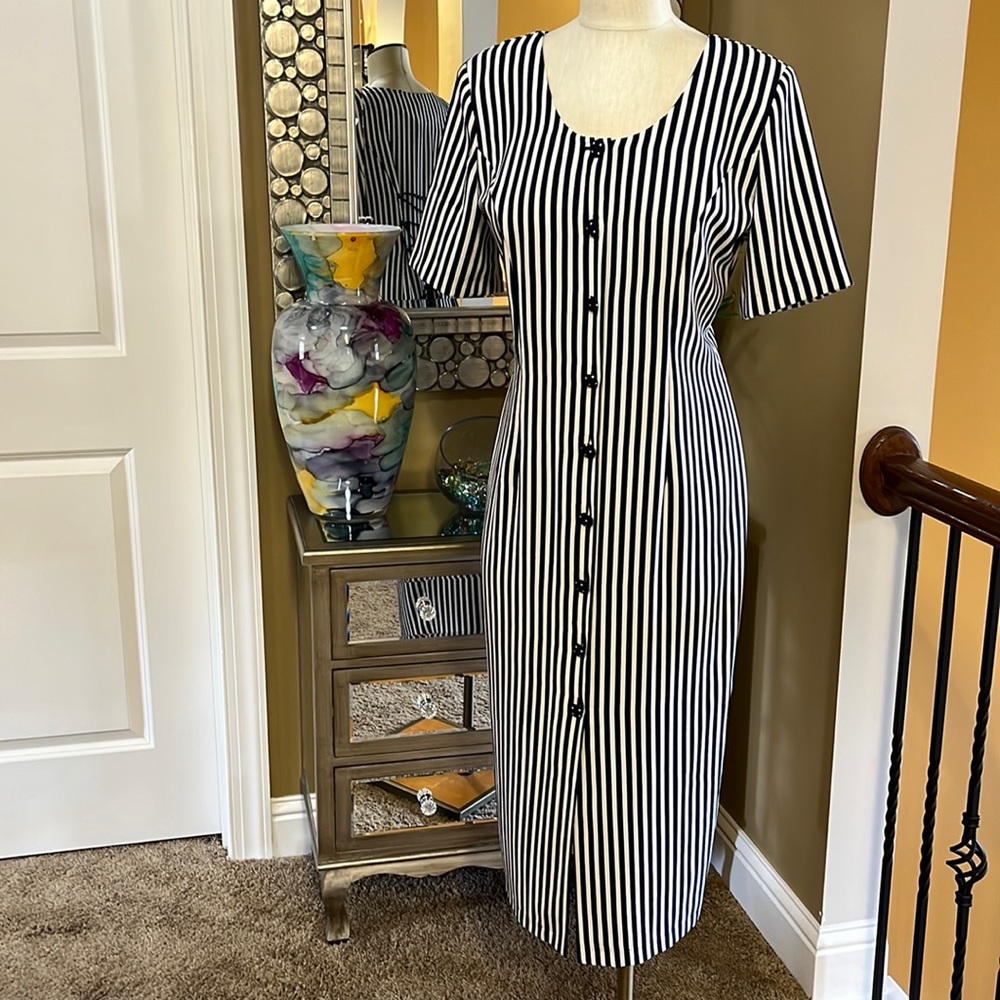 Navy Blue Stripe Dress